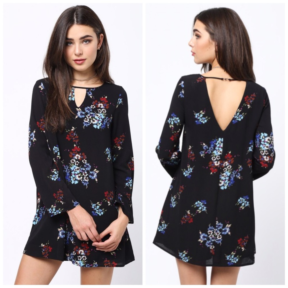 🛍LAST! Floral Back Detail Fully Lined Tunic Dress - Picture 7 of 8